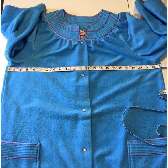 Vintage Evelyn Pearson Womens Velour Pearl Snap Robe Blue Size L Housecoat - Picture 9 of 9